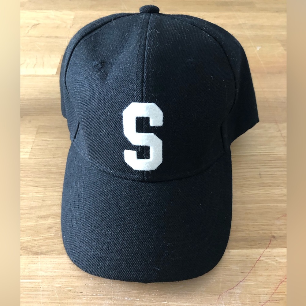 Hi Little One Adult Baseball Hat w/ Vintage Style Wool Lettering; Letter S